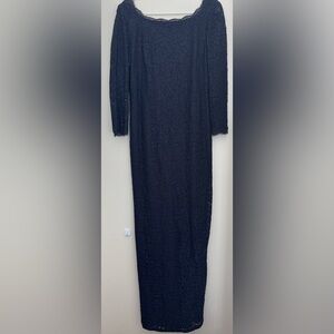 Adrianna Papell Black Long Sleeve Lace Dress